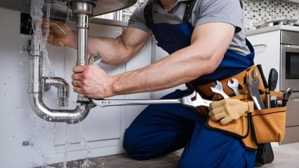 Technician using electronic equipment to detect a plumbing leak in Davenport